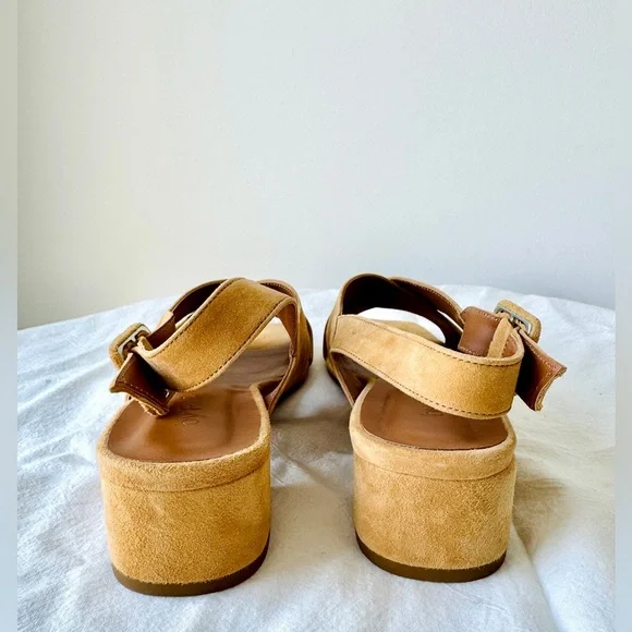 BY FAR Nude Suede Anelia Sandals with Crossover Straps - Picture 7 of 15